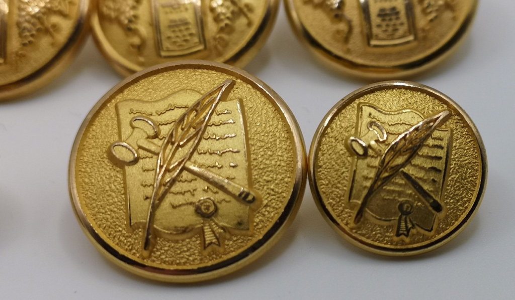 Solid Brass Gilt Finish Blazer Buttons set of 8 in 3 different Designs