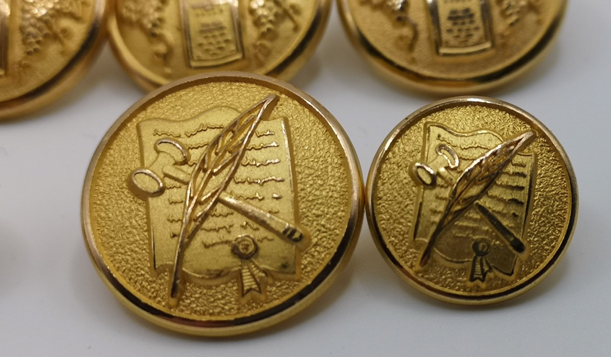 Solid Brass Gilt Finish Blazer Buttons set of 8 in 3 different Designs