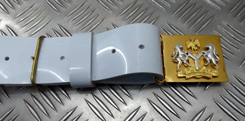 White PVC Belt Hi Sheen Nigerian Issue For Ceremonial & Parade Duties