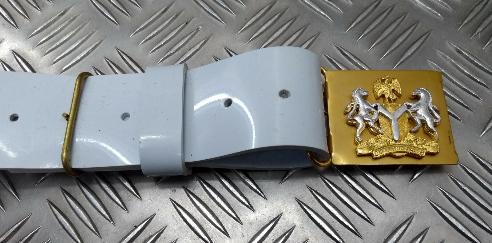 White PVC Belt Hi Sheen Nigerian Issue For Ceremonial & Parade Duties