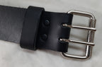2" Utility Belt Full Grain Leather Nickel Plated Double Prong Roller Buckle