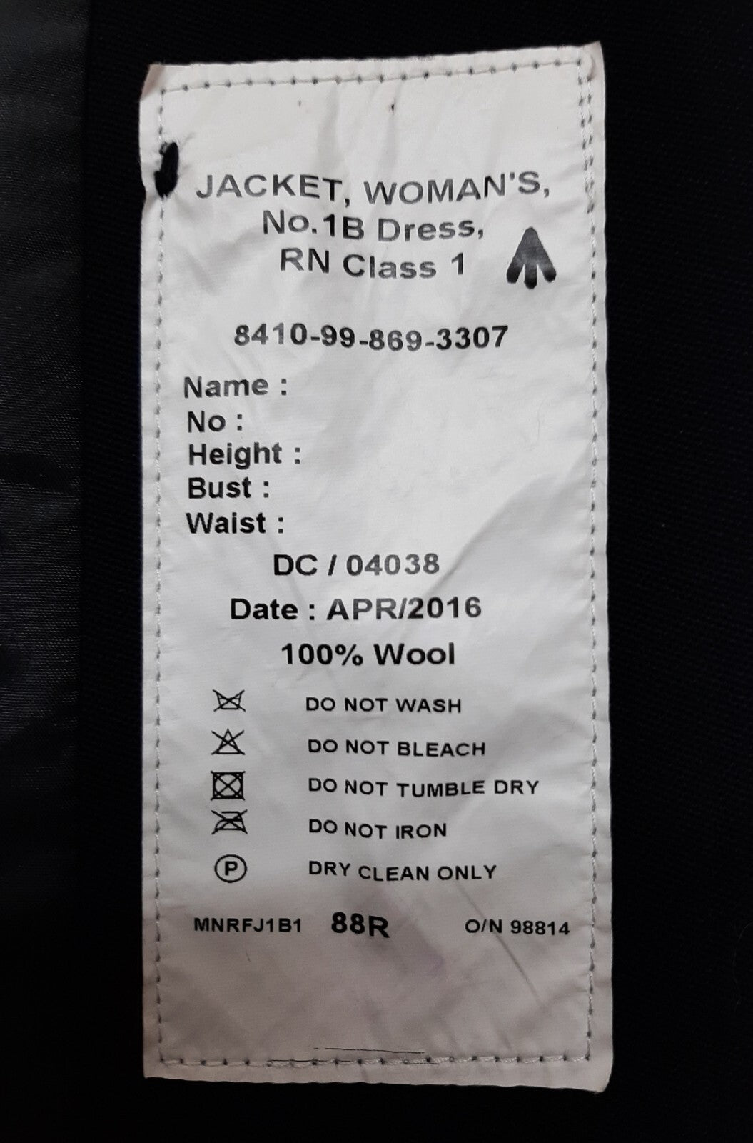 No1B Jacket RN Womans British Naval Dress Petty Ofc PO Size 88cm Reg