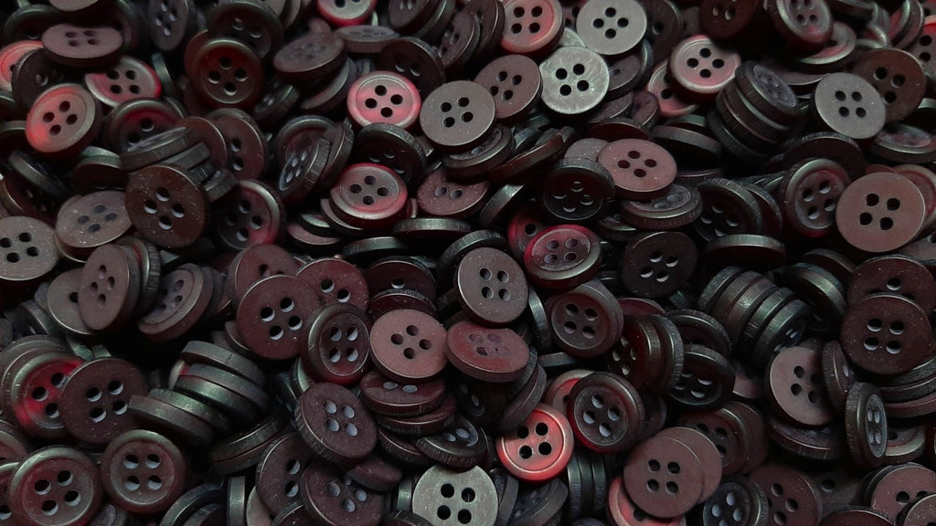 Vintage Buttons 100 4 Hole Army Shirt Button Wine Burgundy Size 11.3mm NOS