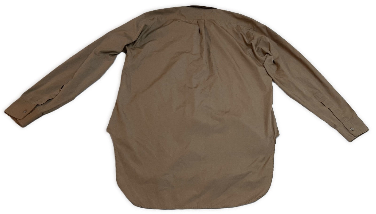 Vintage Combat Shirt Brown / Khaki Dress Long Sleeves Collar Size 16"