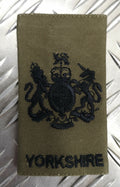 Genuine British OD WO Class1 Rank Slide / Epaulette Yorkshire Regiment