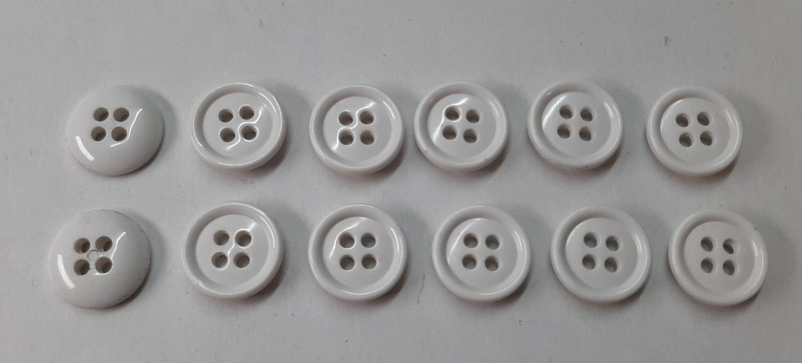 White Small Buttons for Braces British 4 Hole Pattern 14.5mm Set of 12