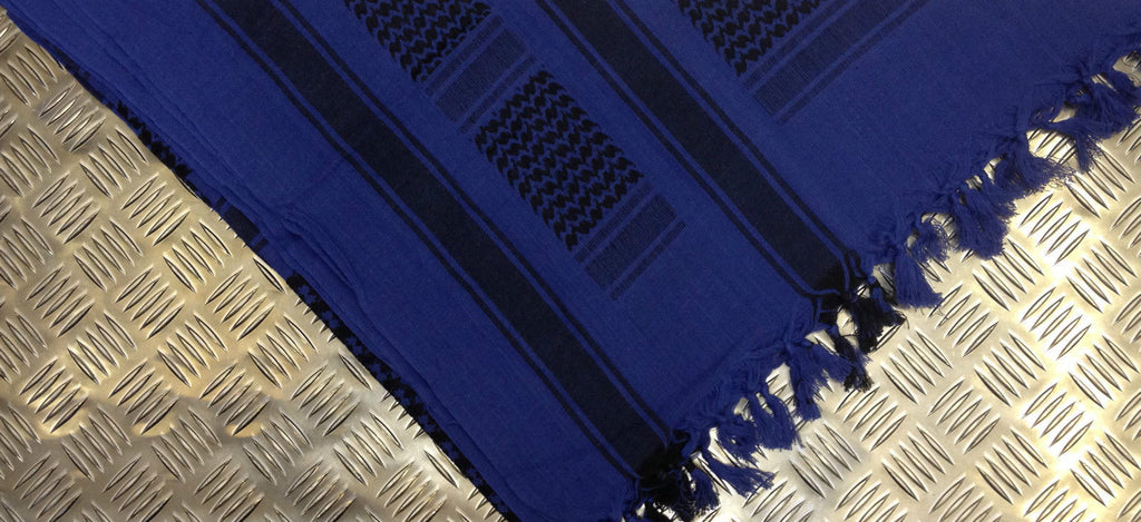 Shemagh / Arab Scarf / Pashmina / Wrap / Sarong 100% Cotton Black on Blue NEW