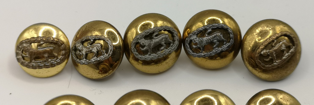 Royal Anglian Mounted Buttons Mixed Sizes and Types set of 12