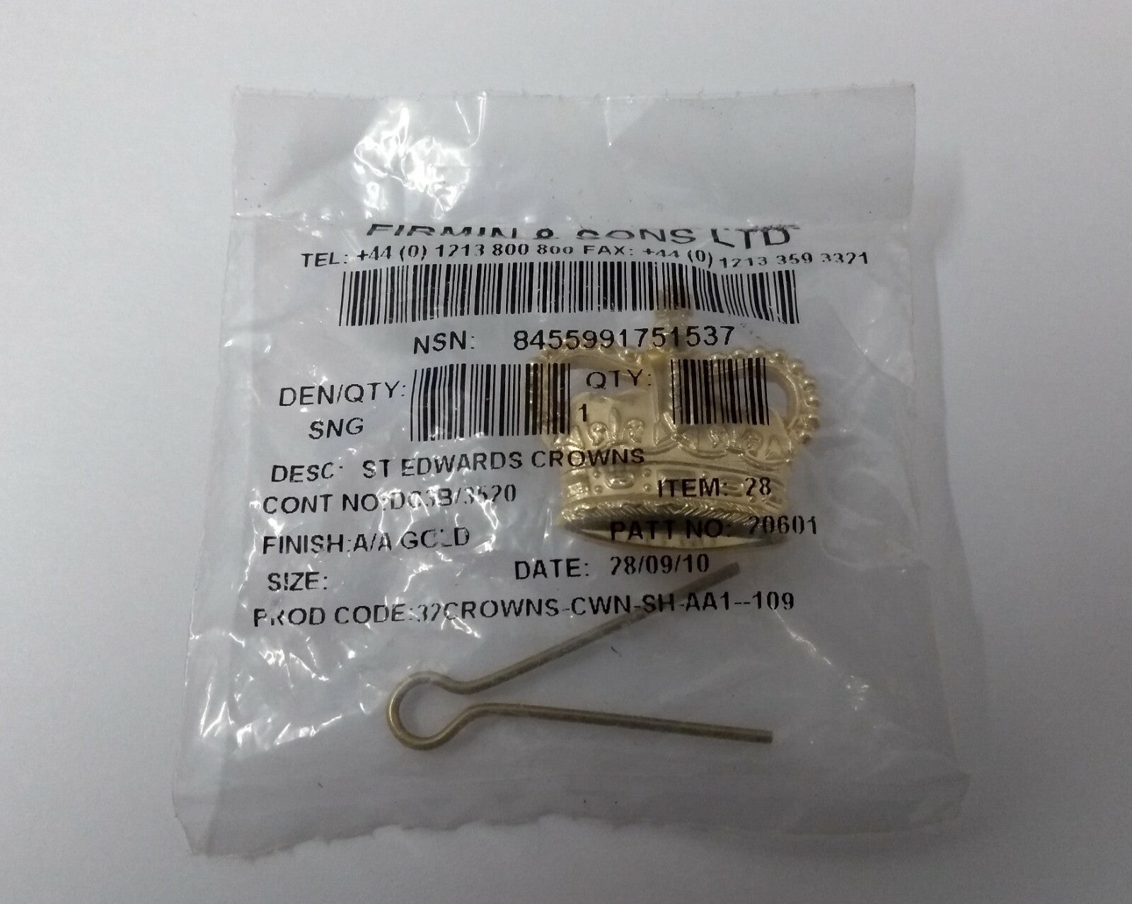 Genuine British Issue St Edward's Crown Metal Badge Major Rank- NEW