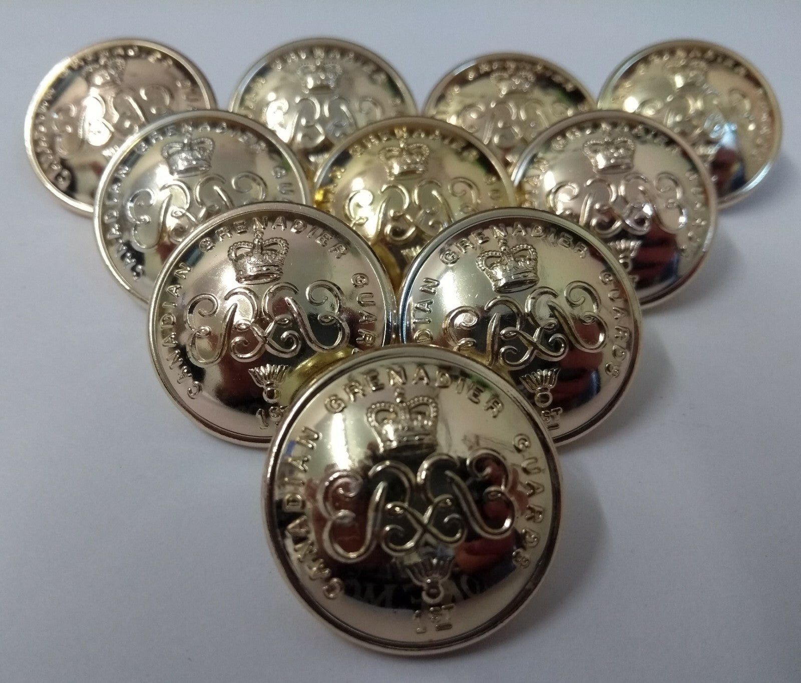 Genuine Canadian Army 1st Grenadier Guards 25mm Large Dress Buttons x 10