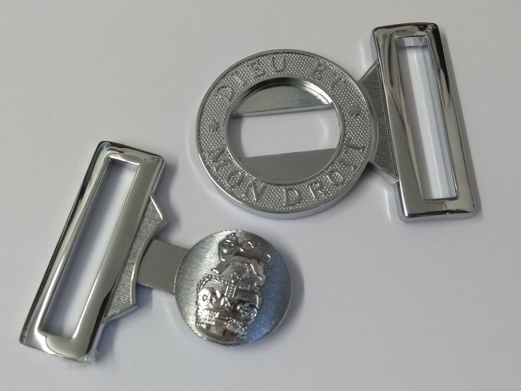Chrome Buckle British Issue "DIEU ET MON DROIT" Royal Insignia 47mm