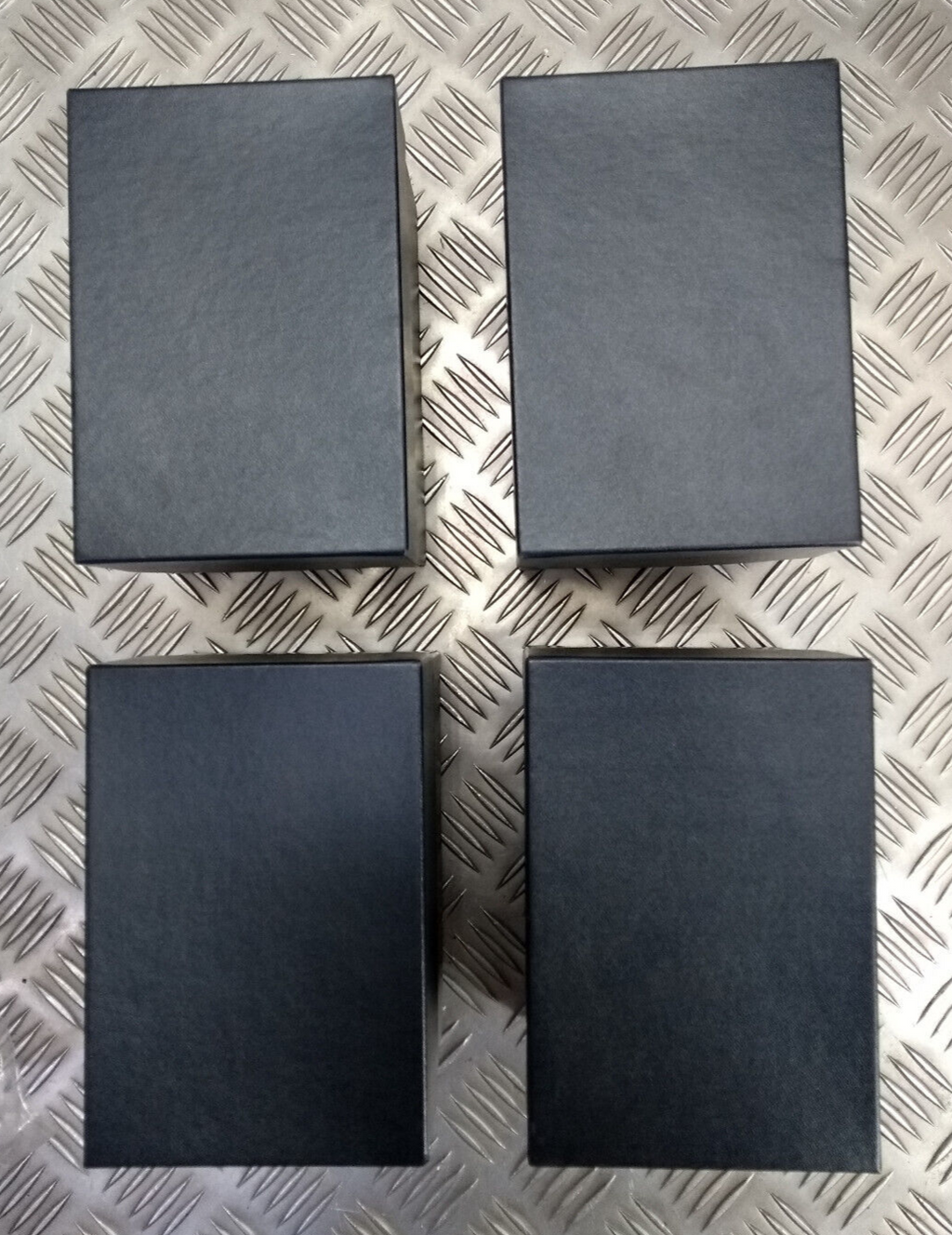 Decorative Blue Gift / Storage Boxes with White Canvas Lining & Removable Lid x4