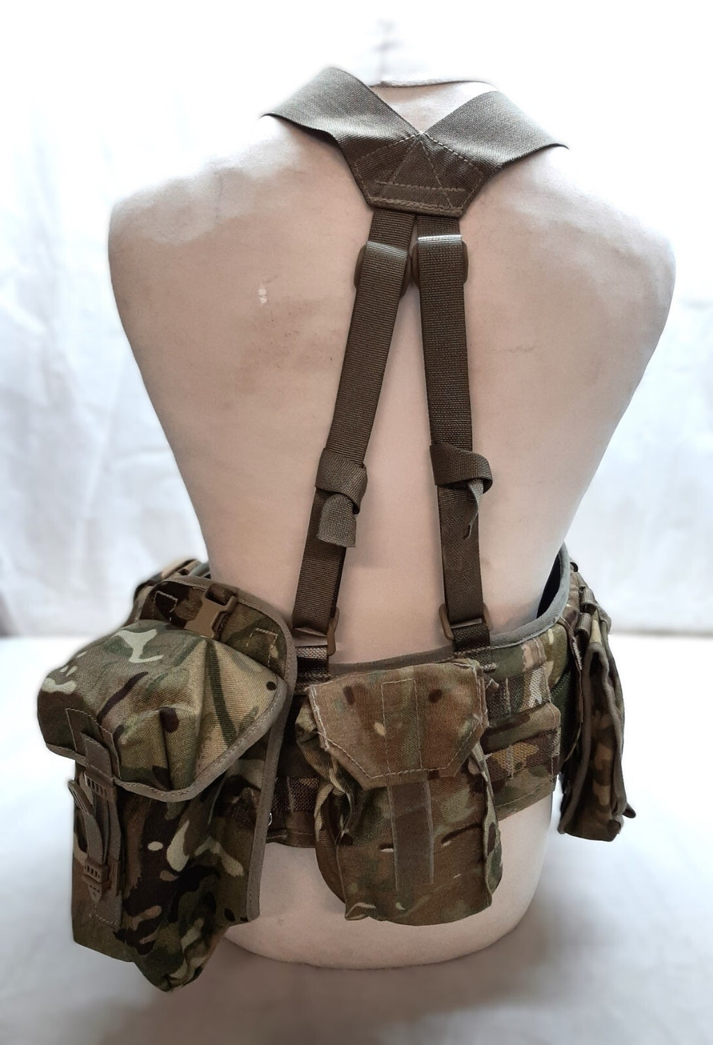 Airborne Army Webbing British MTP Camo Assault Belt Yoke & Assorted Pouches (6)