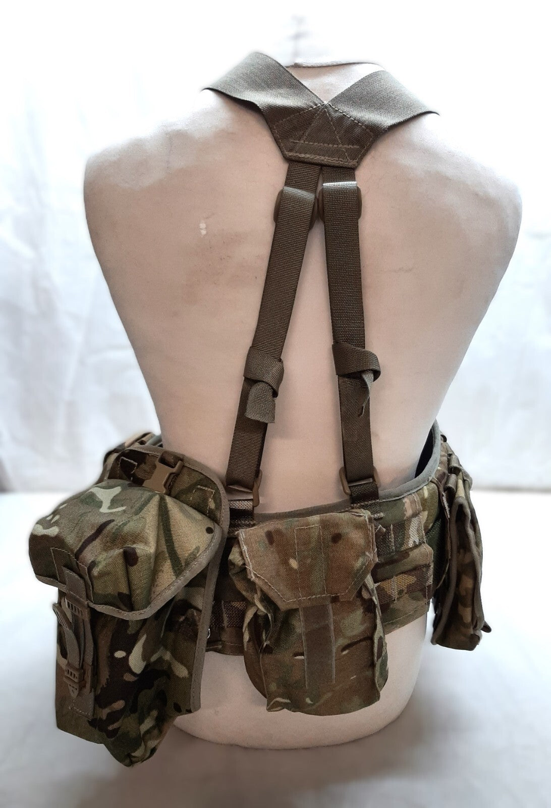 Airborne Army Webbing British MTP Camo Assault Belt Yoke & Assorted Pouches (6)