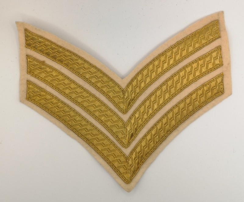 Lancers Regiments Patch 3 Chevron Sergeant Gold on White / Cream