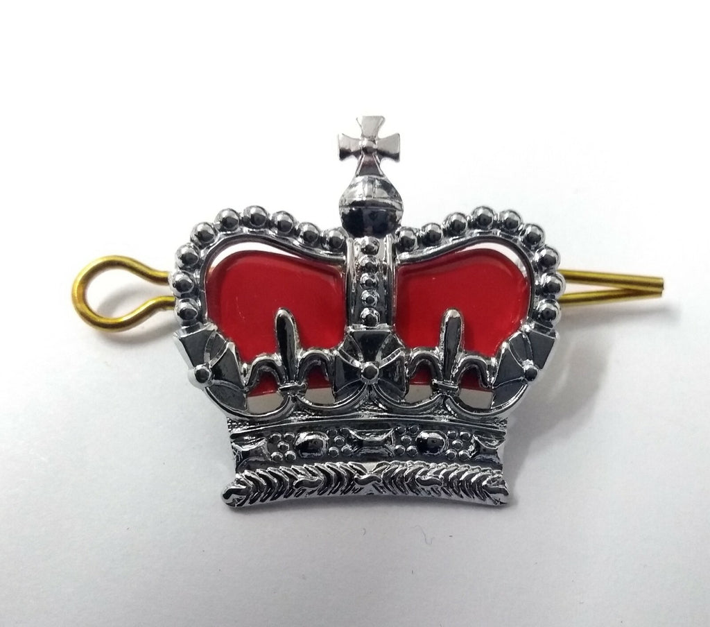 Chrome Shoulder Crowns 1.1" British Made Silver Colour With Red Detail