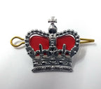Chrome Shoulder Crowns 1.1" British Made Silver Colour With Red Detail