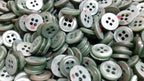 100 Vintage Buttons 4 Hole Shirt / Shank Anchors Pearlesque Green 11mm old Stock