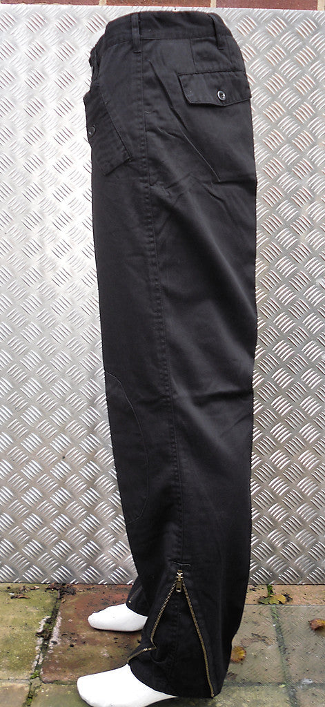 Black Italian Style Army Trousers. Knee Patches and Zips. Size 34" - NEW