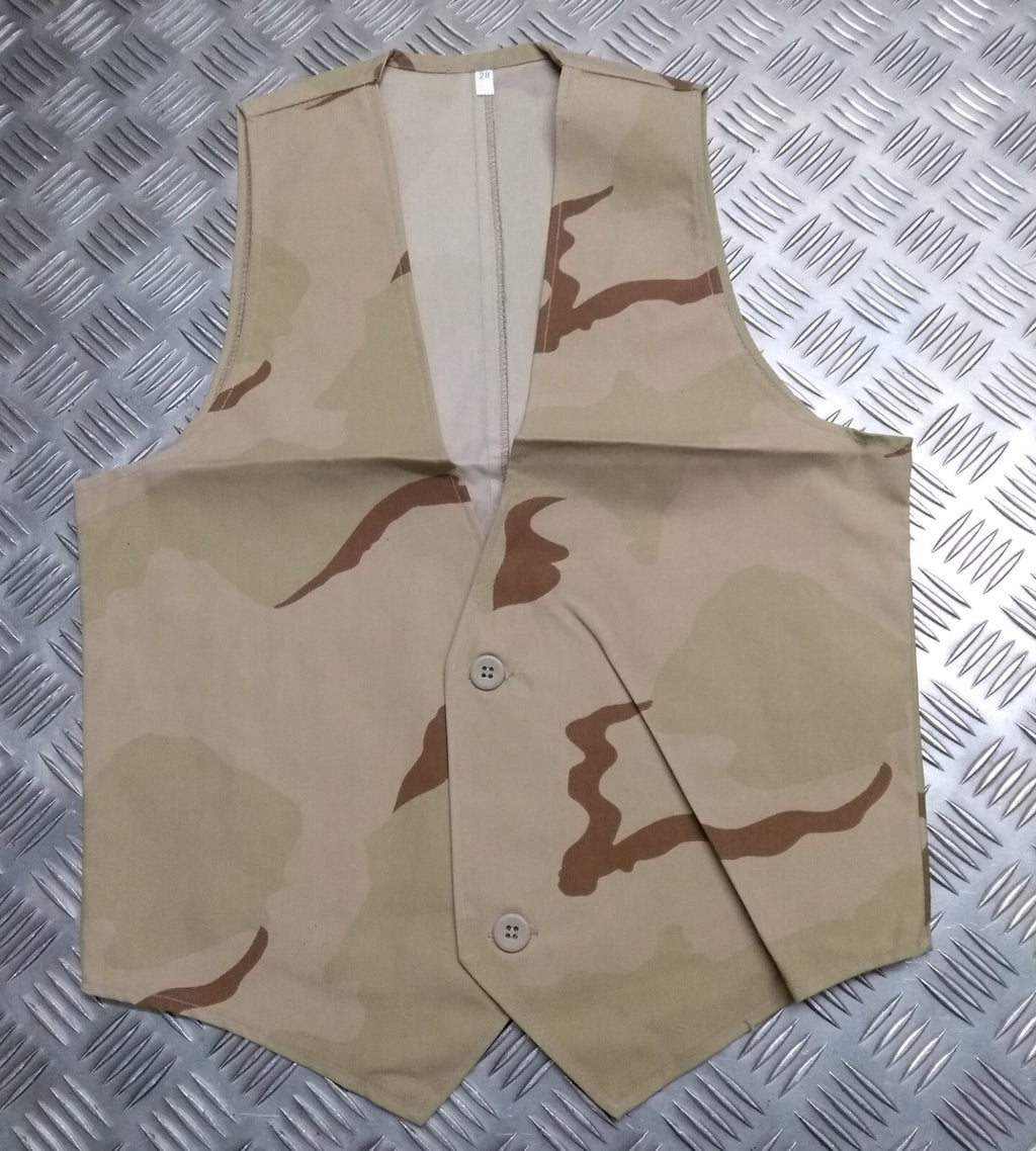 Military Desert Cam Basic Vest Boys Mens U.S Style Tri Colour Camo Fancy Dress