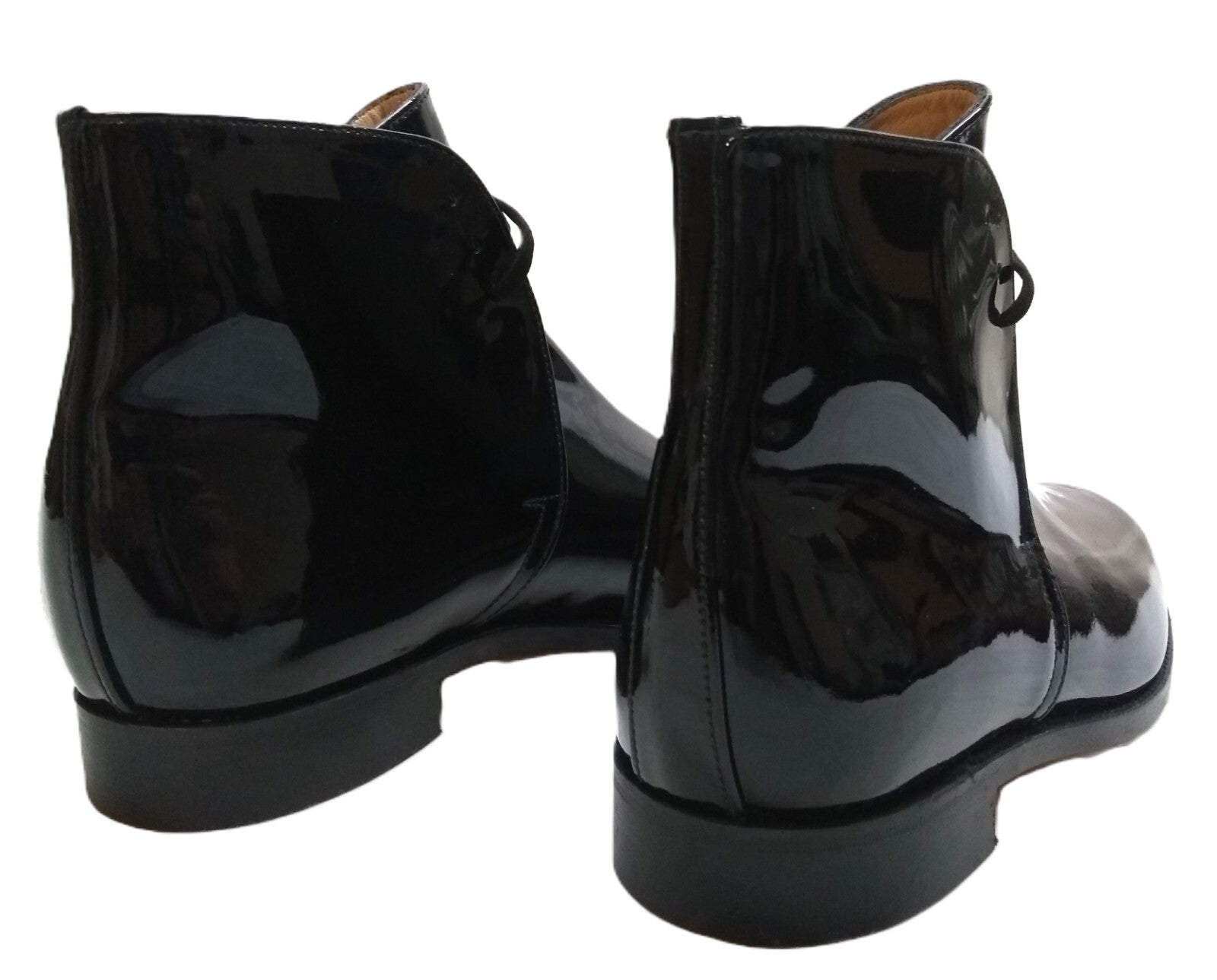 Sanders George Boots Officers Black Patent No Spur Box Housing Size 6
