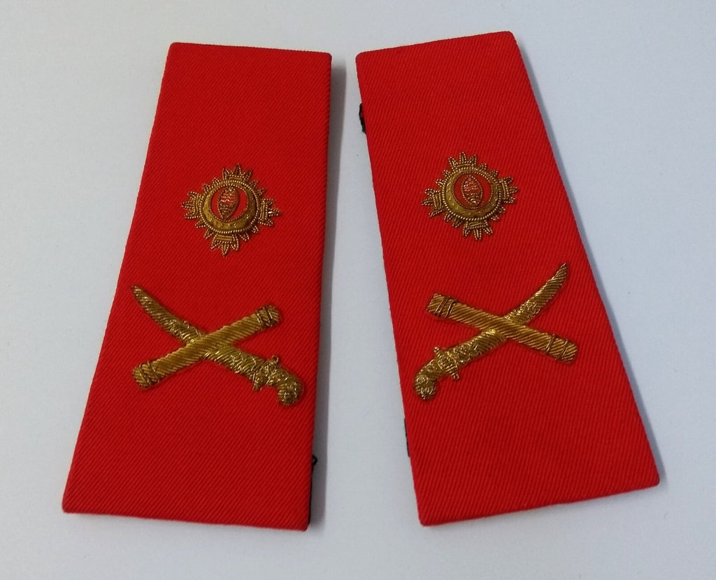 BDF Major General Rank Shoulder Slide & Gold Raised Insignia Botswana Epaulettes