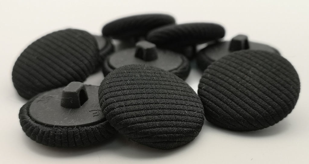 Black Fabric Covered Buttons Line Pattern 34L x12