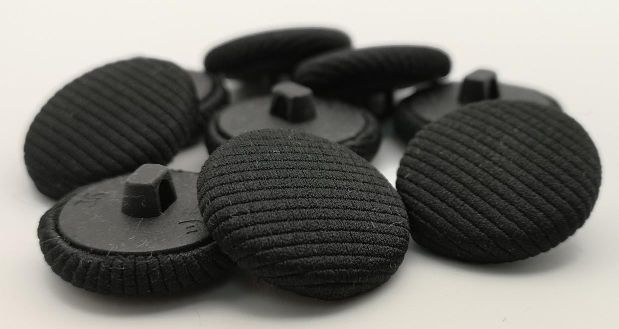 Black Fabric Covered Buttons Line Pattern 34L x12