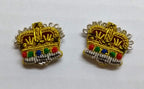 Army Crowns RLC Gold and Silver Crimson Padding Hand Embroidered Insignia 5/8"