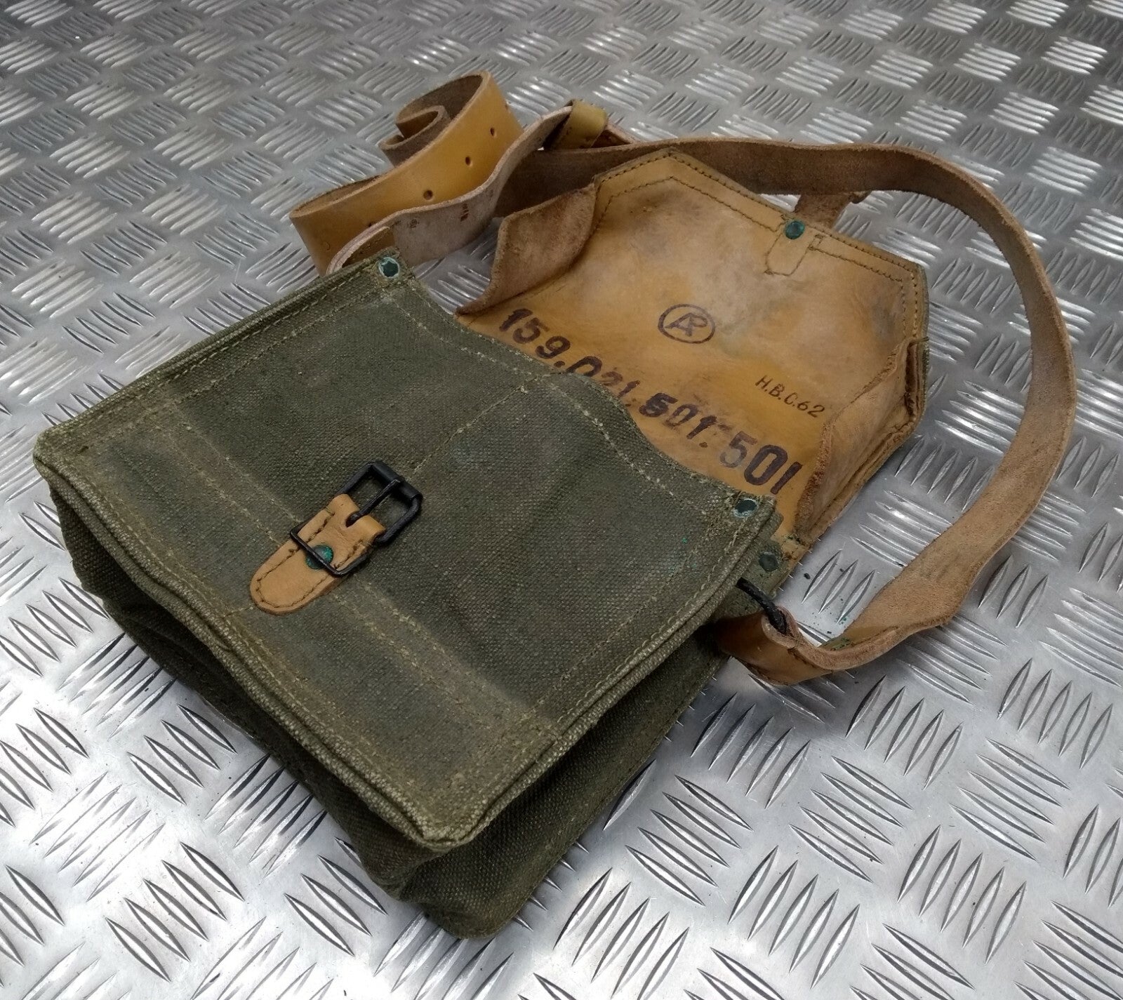 Genuine Vintage French Canvas Utility or Ammunitions Side Bag Carrier