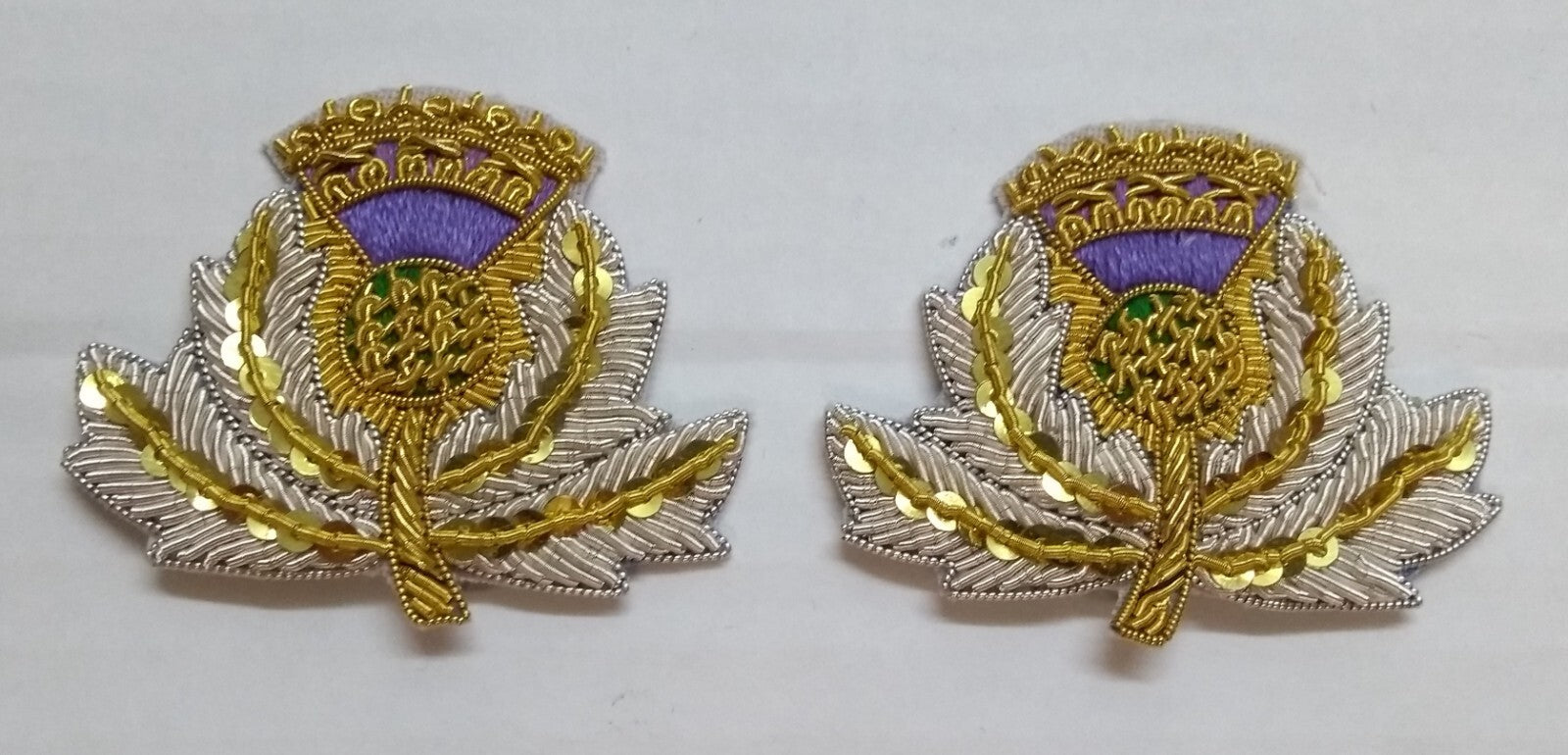 Highland Fusiliers Thistle Hand Embroidered Insignia for Shoulder Cords R&L Pair