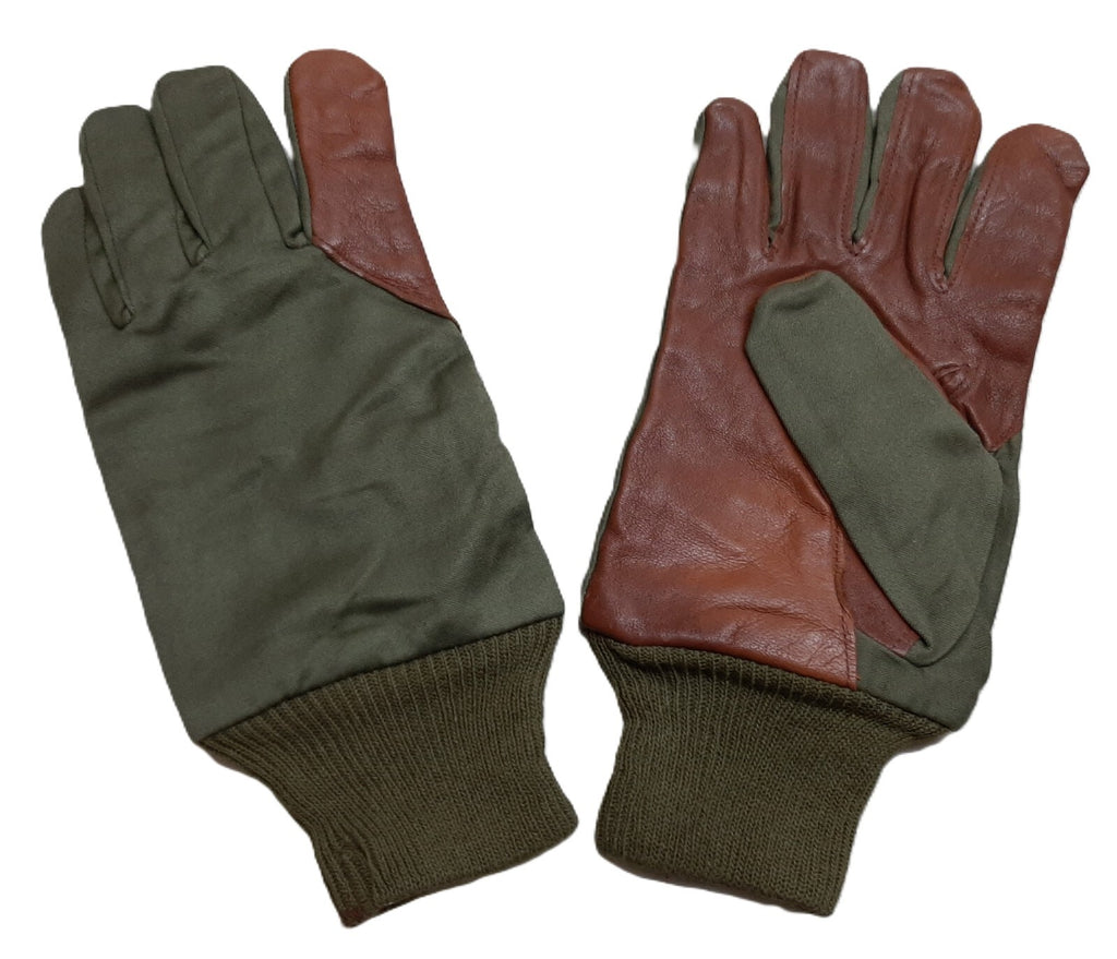 Aircrew Gloves RAF Royal Air Force & British Army 1980s Pattern Leather Palm Cotton Lined NOS