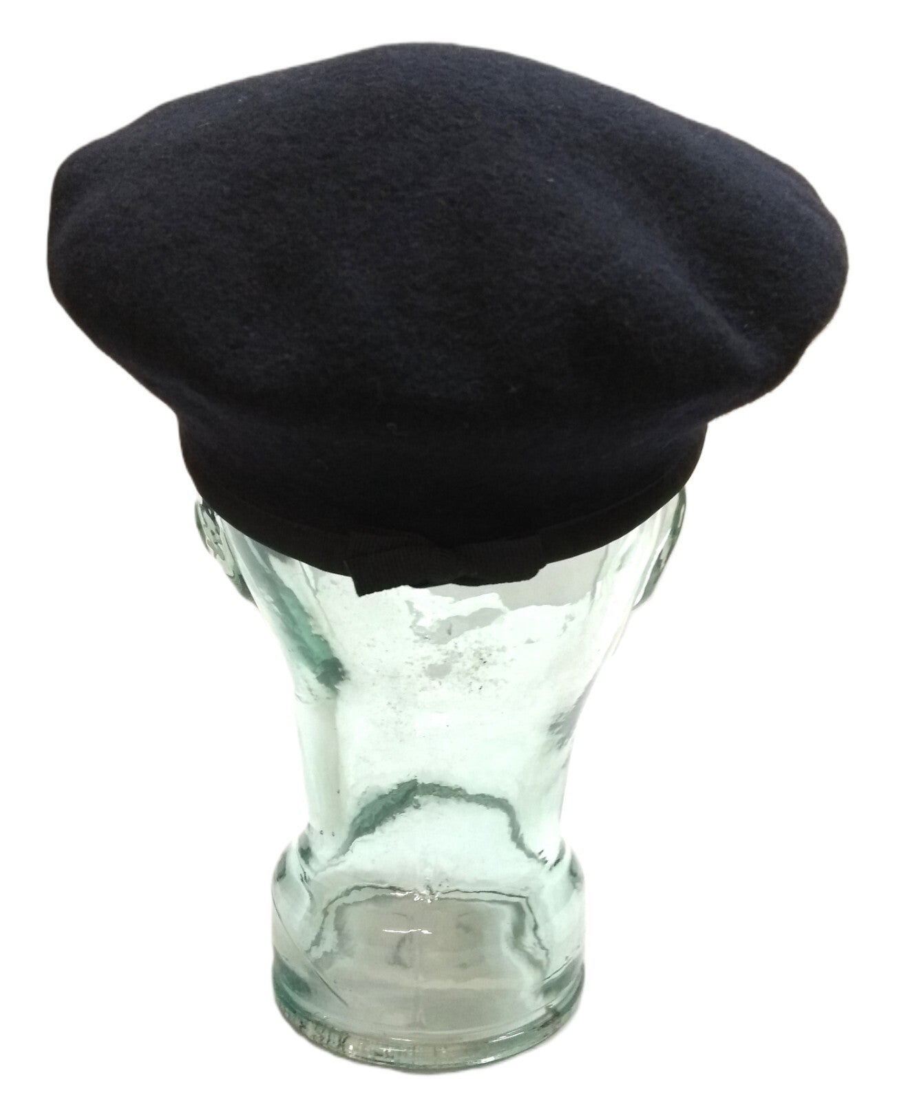 Navy Blue Beret Goldings Army Pattern Wool / Silky Lining & Petersham Trim 54cm.