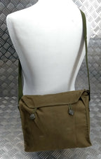 Khaki Canvas Gas Bag Vintage Haversack / Shoulder and Waist Straps 1980s Pattern
