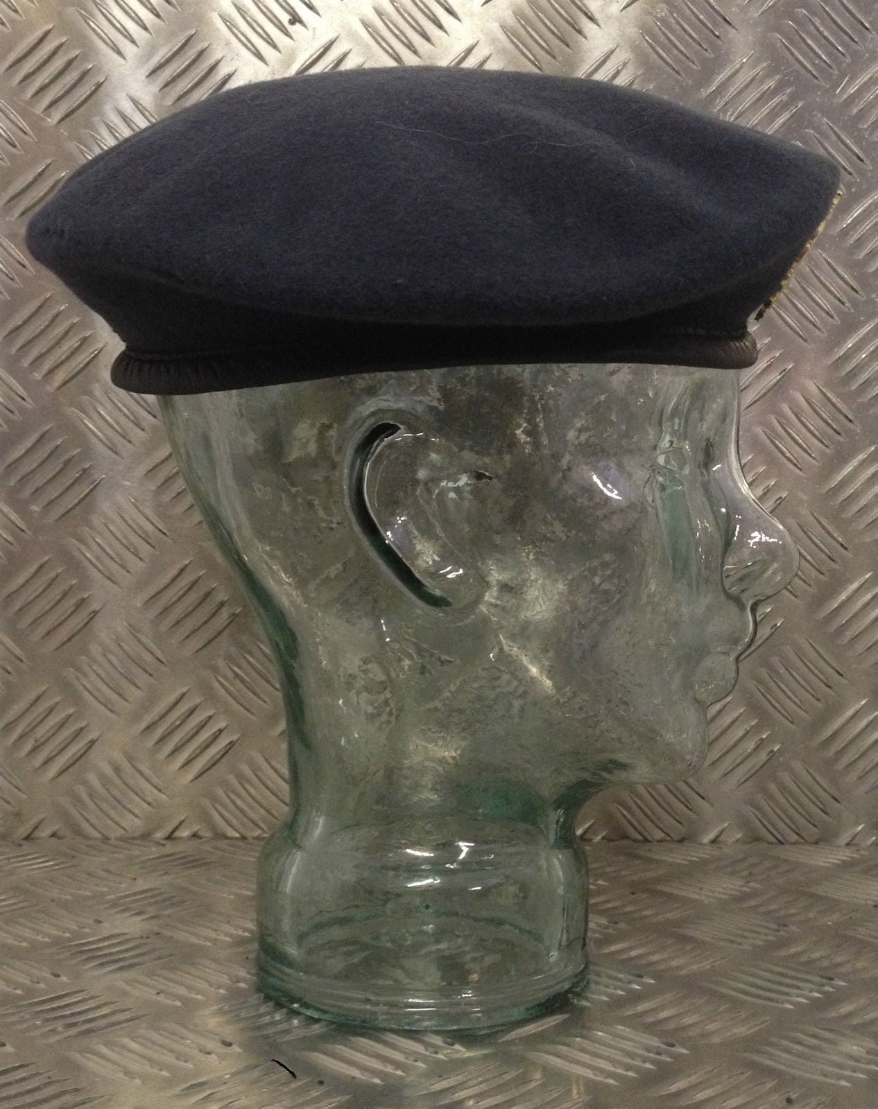 WRAF / RAF Royal Air Force Blue Grey Wool Beret Mans or Womans With Leather Rim
