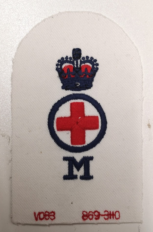 Royal Navy Chief Petty Officer Mental Nurse Red and Blue on White Cloth Patch