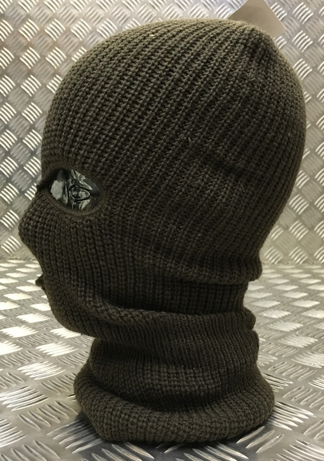 Three (3) Hole Knitted Balaclava, Very Warm - ARMY GREEN - Brand New