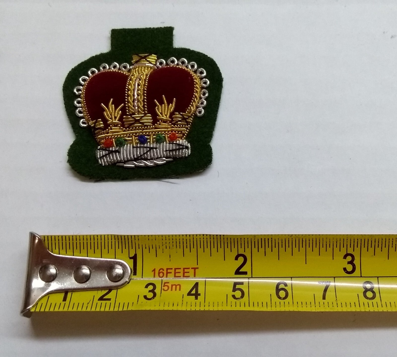 Warrant Officer Crown No1 WO 2 Green British Army Hand Embroidered Arm Patch