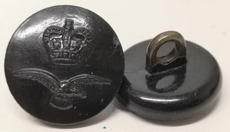 Royal Air Force RAF Older Pattern 28L Black Button with Queen Elizabeth's Crown