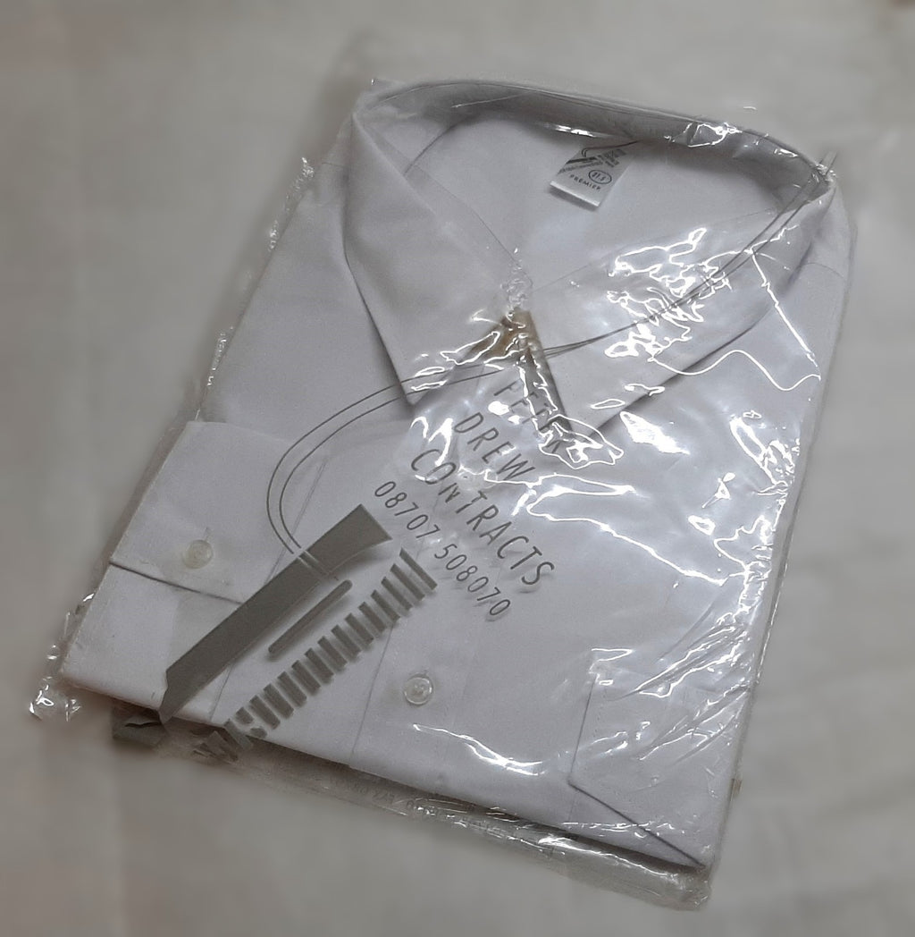 White Security Shirt Long Sleeve With Epaulettes Style Collar 21.5"