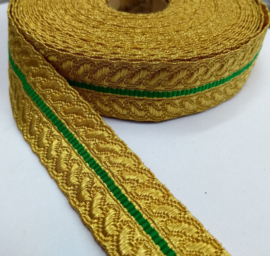 Gold & Green Cotton Metalised Polyester Lace Genuine British Made Issue