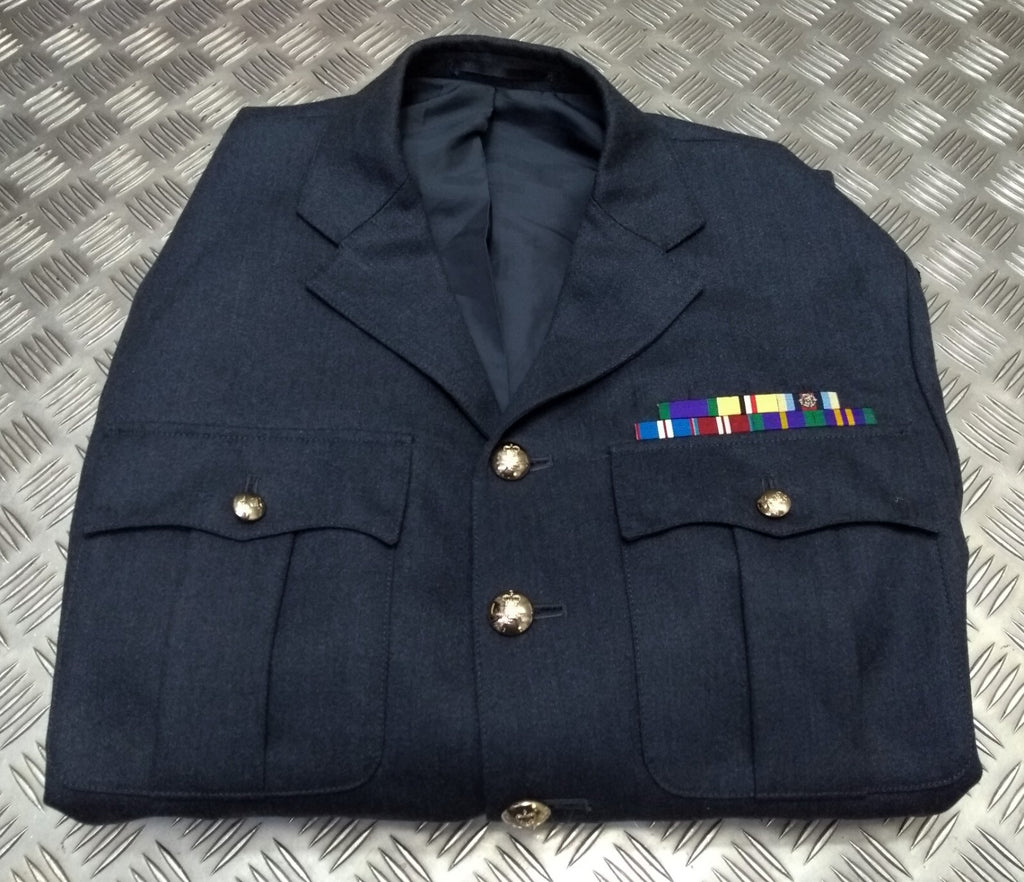 RAF Royal Air Force Jacket Airforce Blue Grey With Badges Size 120cm Long Fit