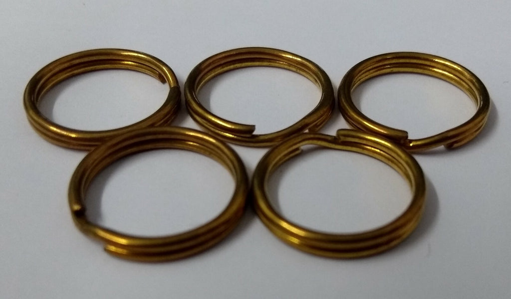 Genuine Vintage British Issue Dark Brass 5/8" Shank Split Rings x5