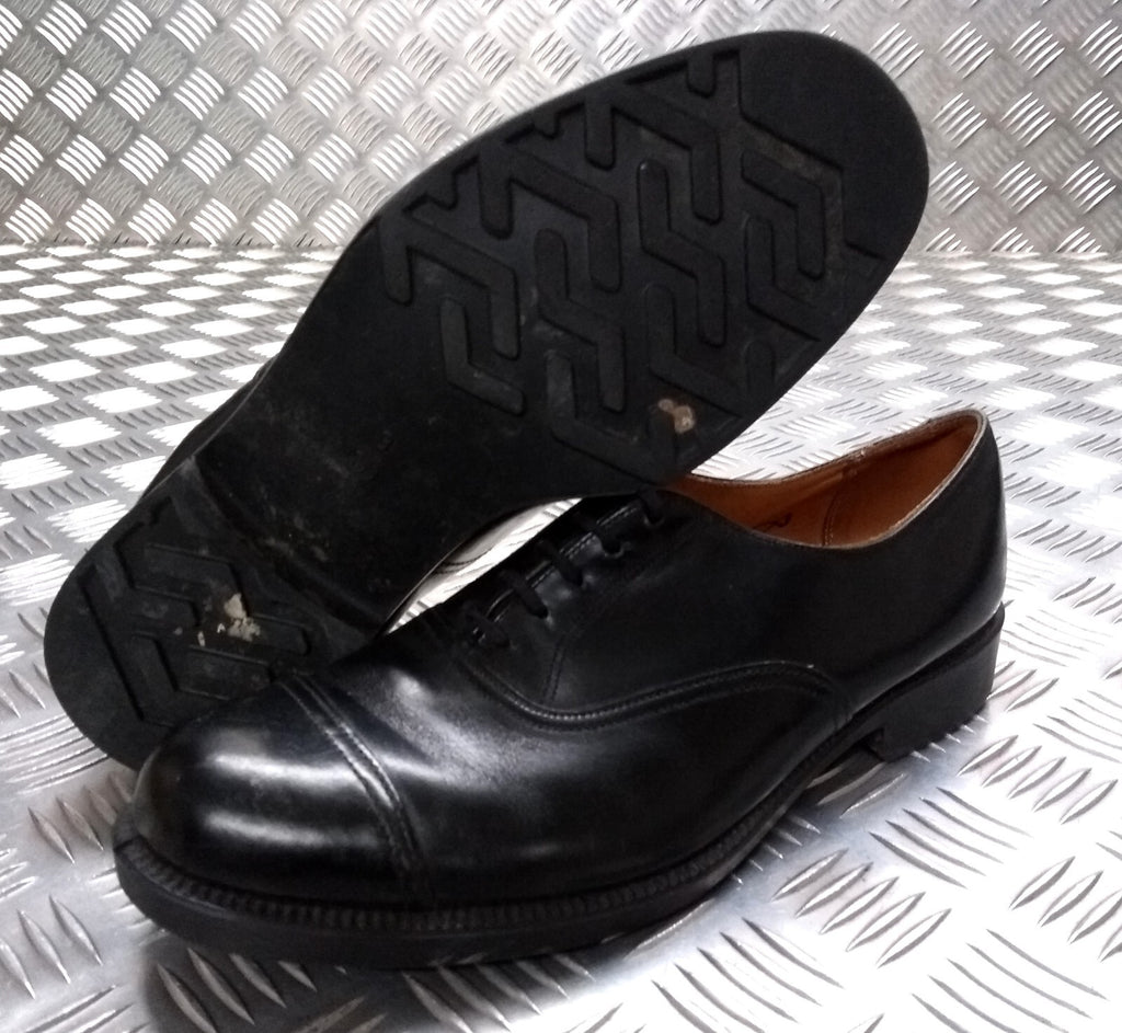Service Shoes Black Leather British Army Pattern DMS Sole Toe Cap Section USED