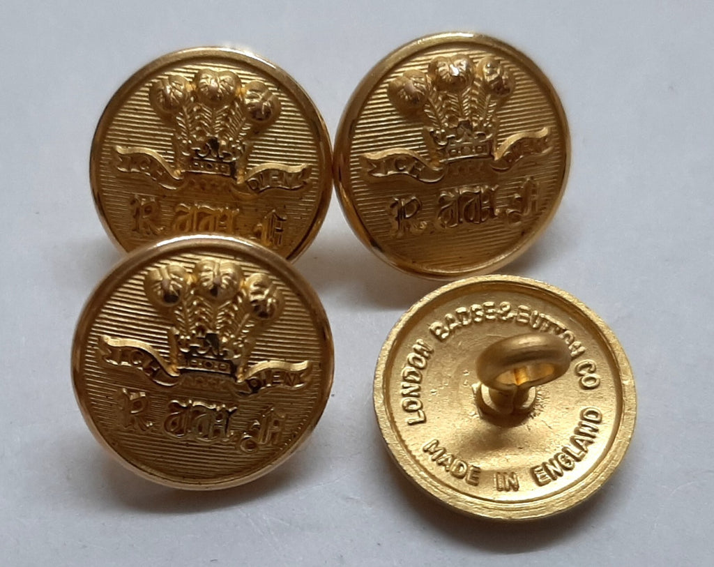 RWF Army Buttons The Royal Welch Fusiliers British Insignia Buttons 24L X4