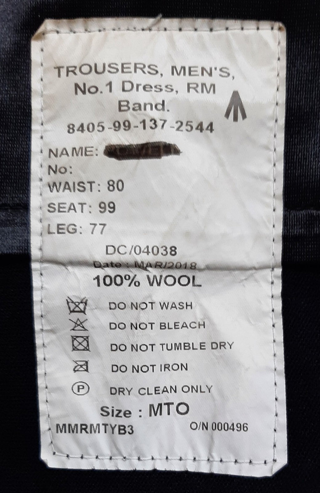 Trousers RM RMB No1 Dress Band 2" Stripes British Waist 80cm