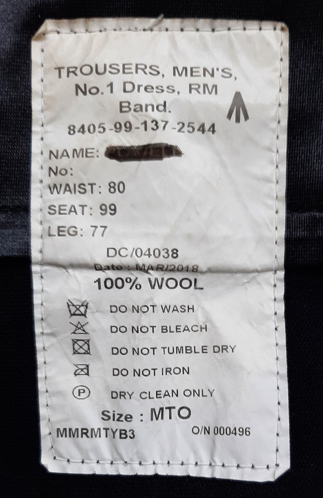 Trousers RM RMB No1 Dress Band 2" Stripes British Waist 80cm