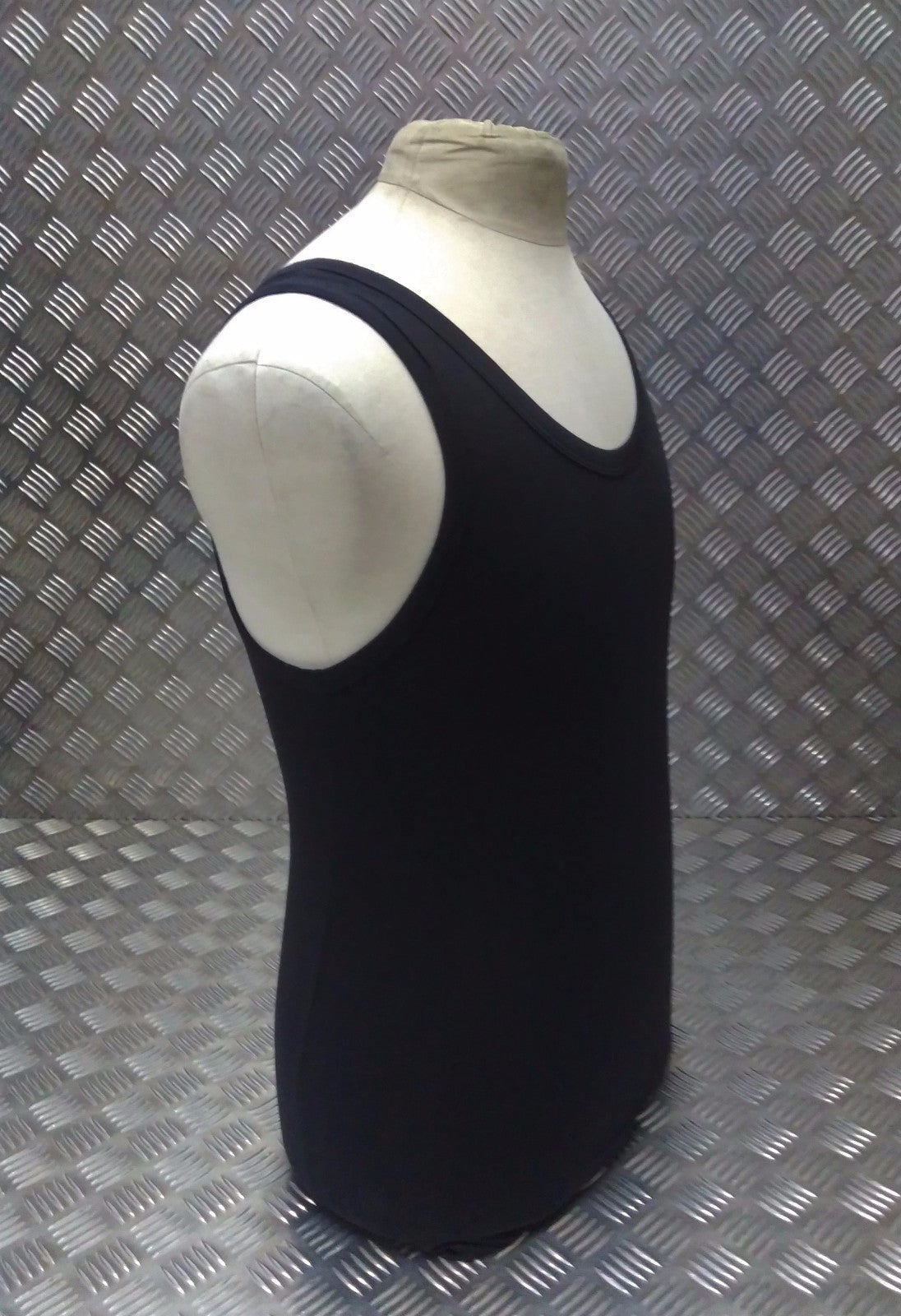 100% Cotton Military Black Sleeveless Vest Singlet Tank Top All Sizes - NEW