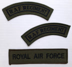 RAF Royal Air Force Badges 1 X Chest Tape / Bar 1 Pair Shoulder mudguards OD Green