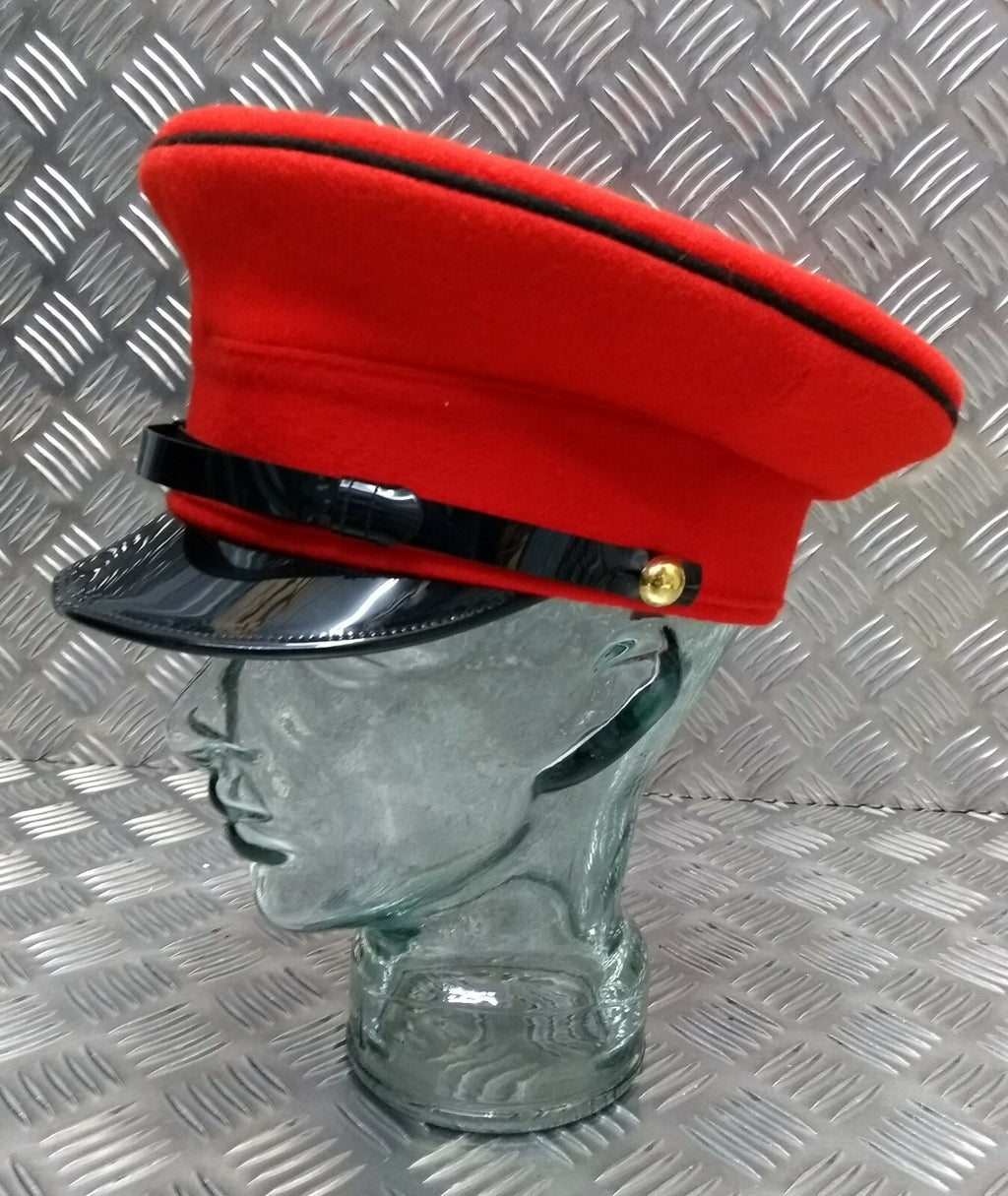 No1 Red Uniform Dress Hat With Plain Buttons & Chinstrap Made in England 55cm
